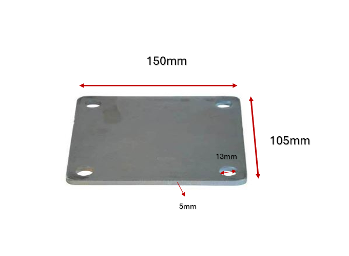 Steel Rectangular Base Plate 150x105x5mm 4 holes -Zinc plated 