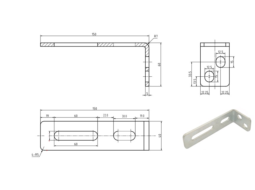 Steel Angle Bracket 150x60mm x 5mm Thickness - Zinc Plated (copy)