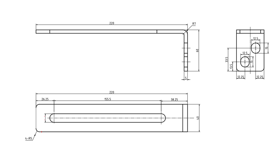 Steel Angle Bracket 220x60mm x 5mm Thickness - Zinc Plated