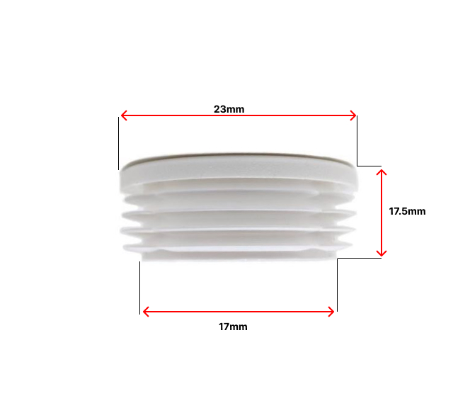 Plastic Round End Cap for Tube 25mm outside dimension (1-3mm) - White