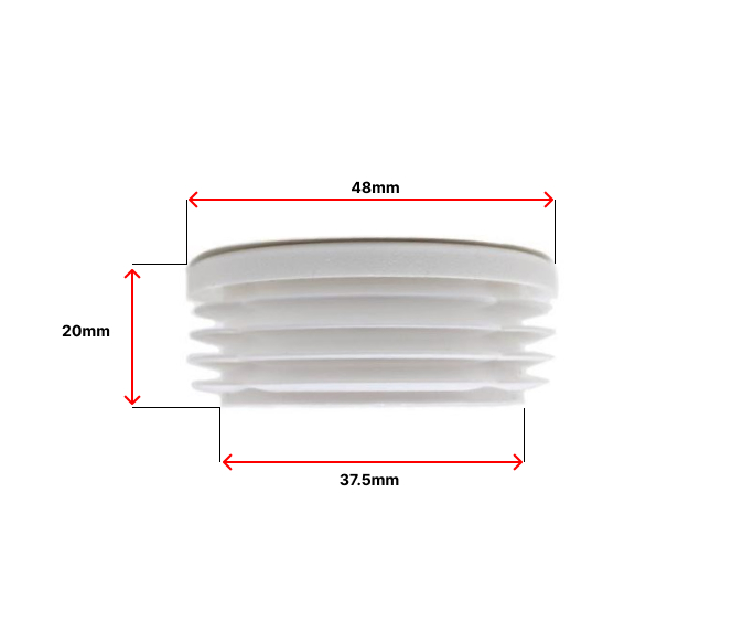 Plastic Round Tube insert End Cap for Tube  50mm (2.5-4.5mm wall) White