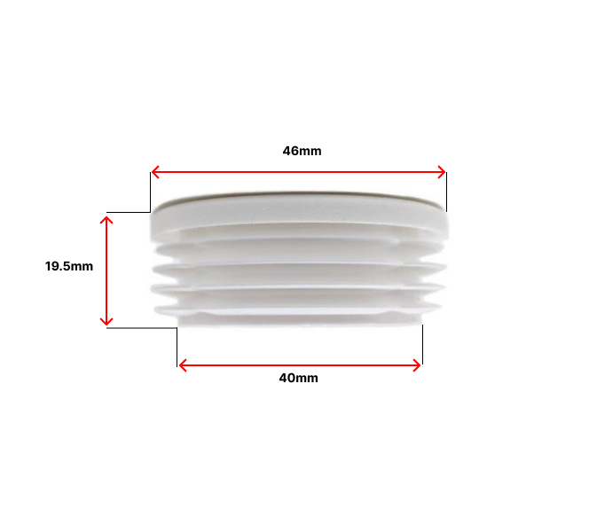 Plastic Round Tube insert End Cap for Tube 48.4mm OD(1.2-3.6mmwall) in White