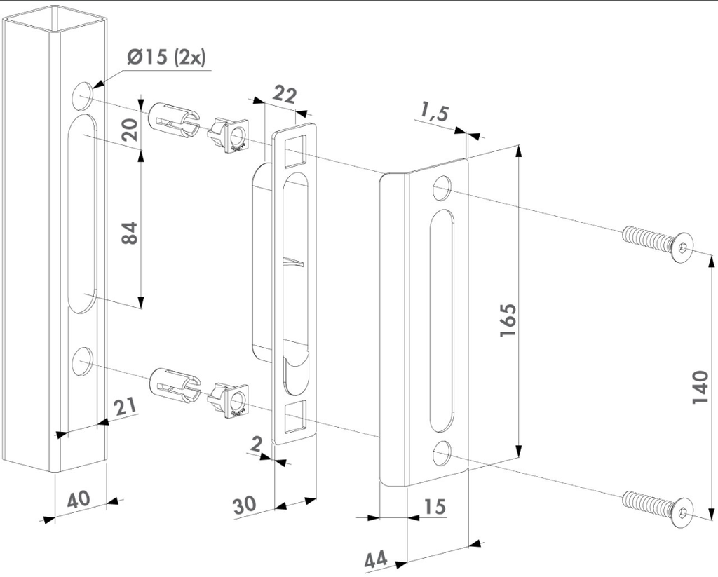 Locinox Ornamental Lock Keep flat Aluminium SPKZ-QF - Silver