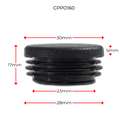 Plastic Round Cap 30mm OD (0.8-2.5mm)