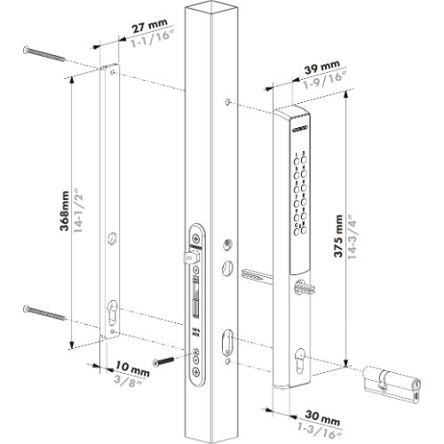 VERA Digital Wireless Access Control Single side for Insert Locks 40mm Silver