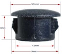 Plastic insert hole plug/End cap for hole size 8mm Black