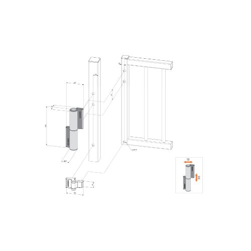 Locinox Tiger Hydraulic Swing Gate Closer and Compact hinge all in One - SILVER