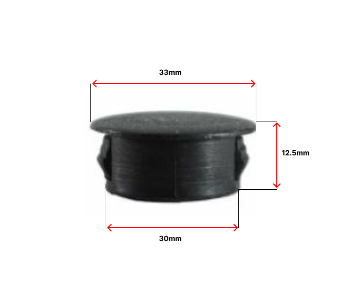 Plastic insert hole plug/End cap for hole size 30mm Black