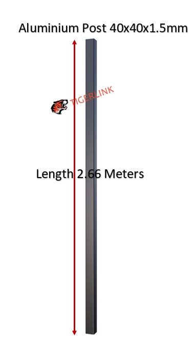 Aluminium Inground Post RHS 40x40x1.5mm x 2660mm Mill Finish  ( Pick up only)