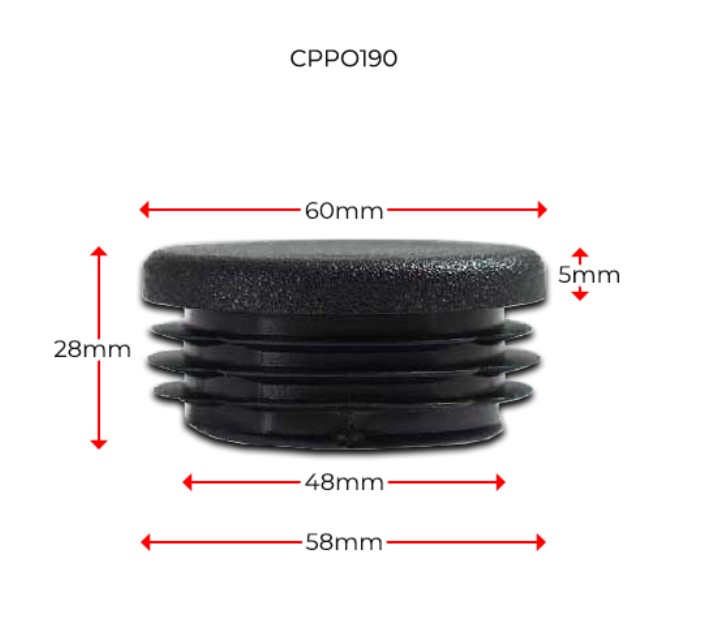 Plastic Round Cap 60mm (1.5-3mm)