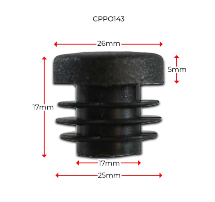 Plastic Round Tube insert End Cap for Tube 26mm (1-3mm)