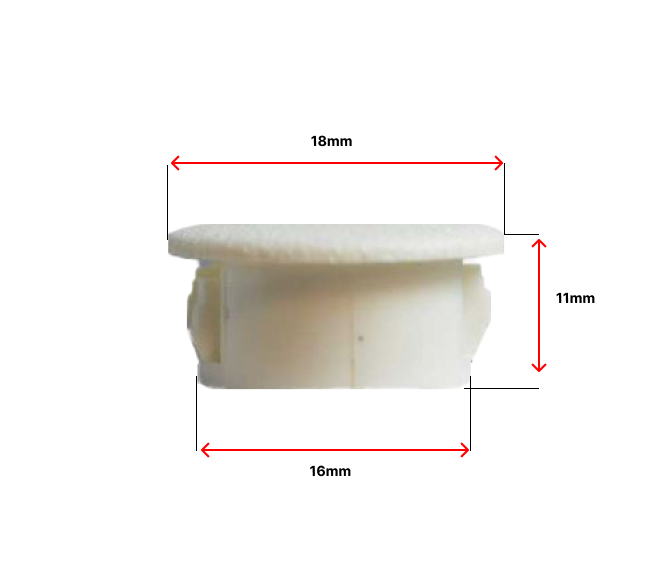 Plastic insert hole plug/End cap tube insert for hole size 16mm White