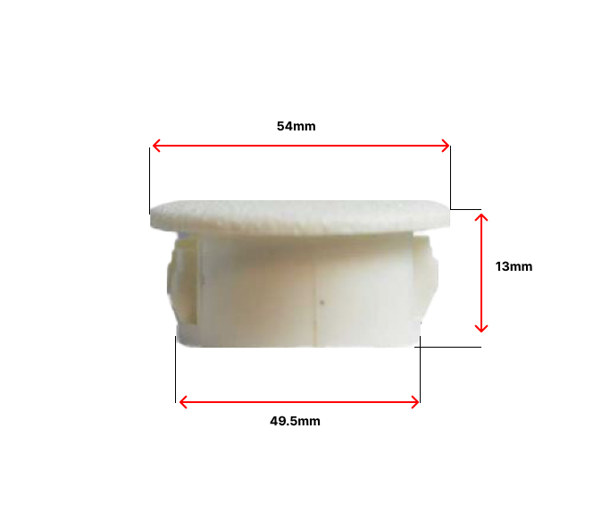 Plastic insert hole plug/End cap tube insert for hole size 50mm White