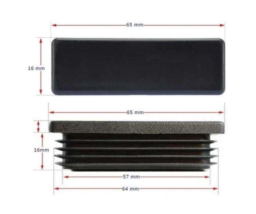 Plastic Rectangular Cap 65x16mm (1.2-1.4mm)