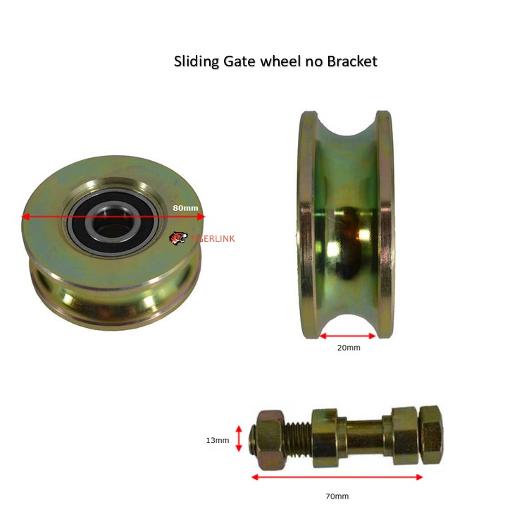 Sliding Gate Wheel U Groove 80mm Dia double bearing no Bracket