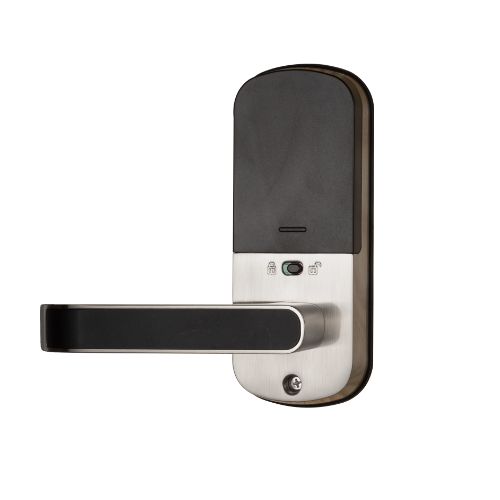 5-in-1 Smart Silver Digital Electronic Door Lock with Handle – Keys, Fingerprint, Password, RFID Card, and App Access (copy)