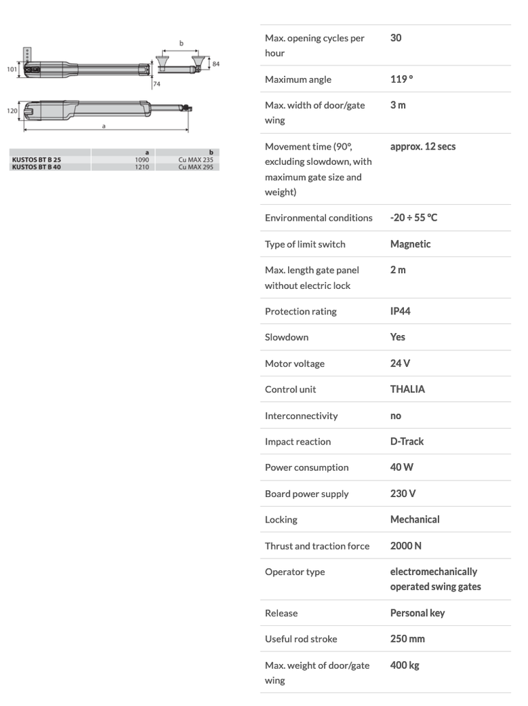 Single BFT Kustos A25 (240V)