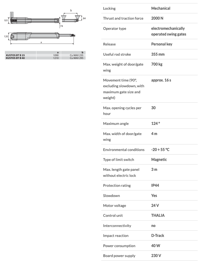 Single BFT Kustos A25 (240V)