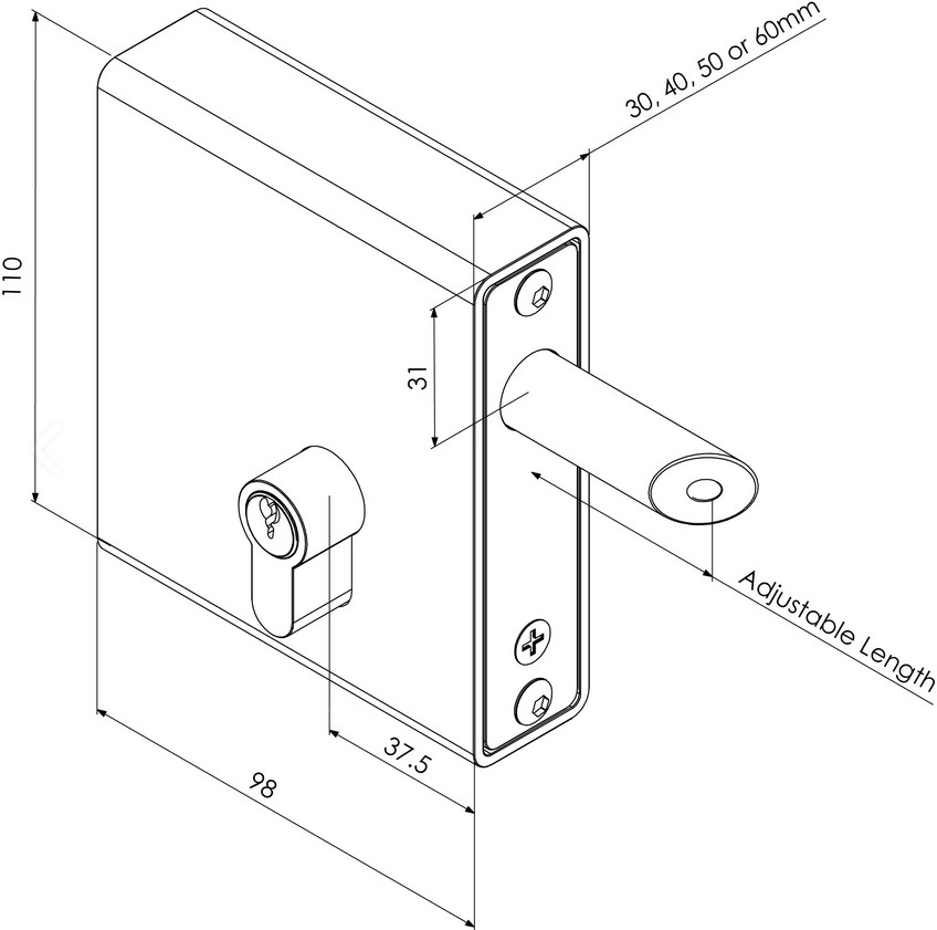 Gatemaster Weld-In Deadlock 50mm