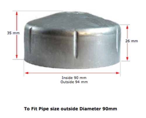 Galvabond Steel Round End Cap for tube 90mm (80NB)