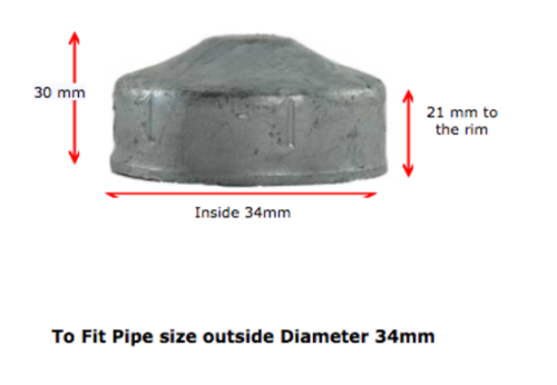 Galvanised Round End Cap 33.7mm (25NB) 