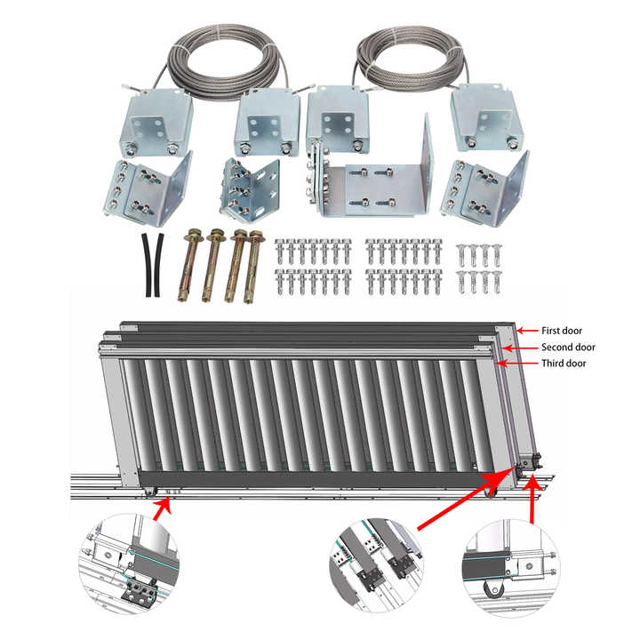 Heavy Duty Telescopic Sliding Gate 3 leaves up to 4.5M or 500kg Component  Kit Gate not included