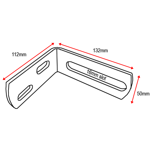 Angle Bracket 132x112mm x 6mm Thickness 