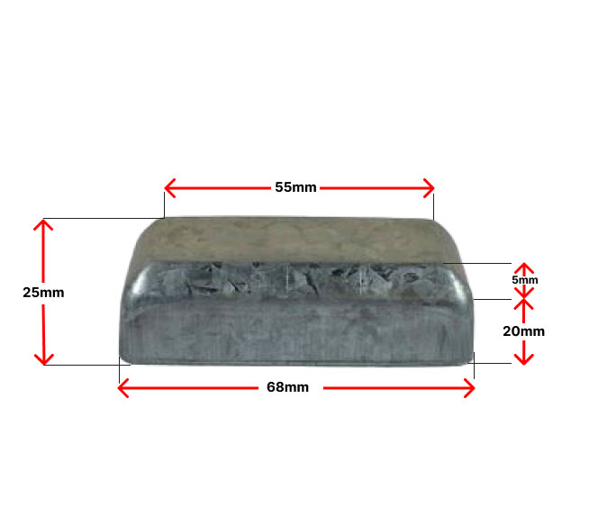 Steel Galvabond Post End Cap for Tube 65x35 mm - Zinc