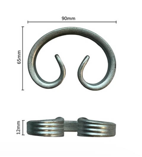 Steel C - Scroll 90mmx65mmx9x5mm - Zinc Plated