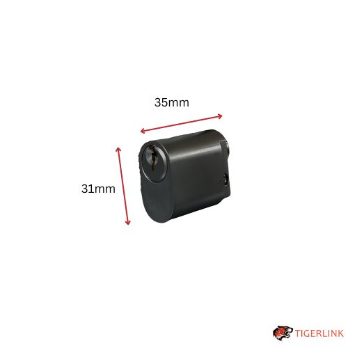 Oval Key Barrel, 35mm Half Cylinder, Keyed Alike - Black