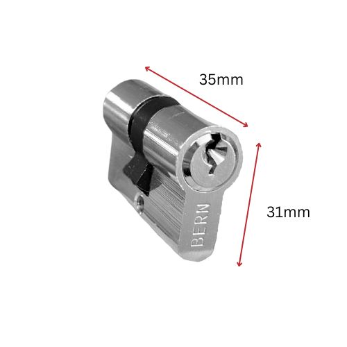 Oval Key Barrel, 35mm Half Cylinder, Turn Snib - Satin Chrome