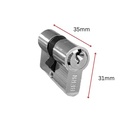 Oval Key Barrel, 35mm Half Cylinder, Turn Snib - Satin Chrome