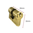 Oval Key Barrel, 35mm Half Cylinder, Turn Snib - Brass