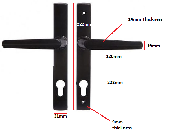 Swing Gate Lever Handle Set - Black Palladium Aria Lever On Long Plate Black