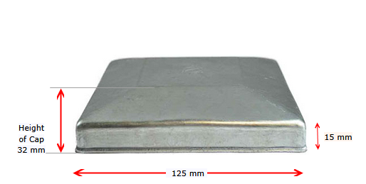 Steel Galvabond Post End Cap fit tube size 125x125mm - Zinc