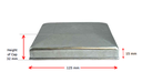 Steel Galvabond Post End Cap fit tube size 125x125mm - Zinc