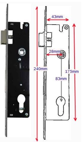 Swing Gate Mortise lock Euro Cylinder 30mm Backset in Brass Face