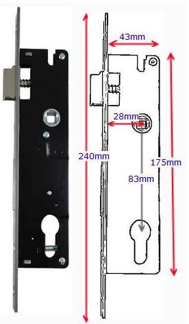 Swing Gate Mortise lock Euro Cylinder 30mm Backset in Chrome Face