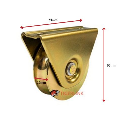 Zinc Plated Sliding Gate Wheel - 50mm U Groove External - Double Bearing