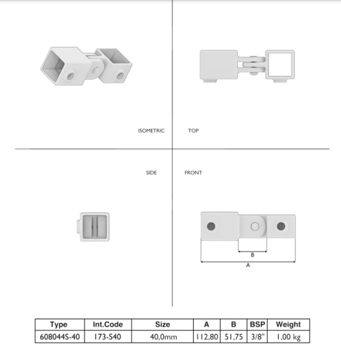 Tigerclamp Double Galvanised Connector Single Swivel Combination, Fit 40x40mm Tube