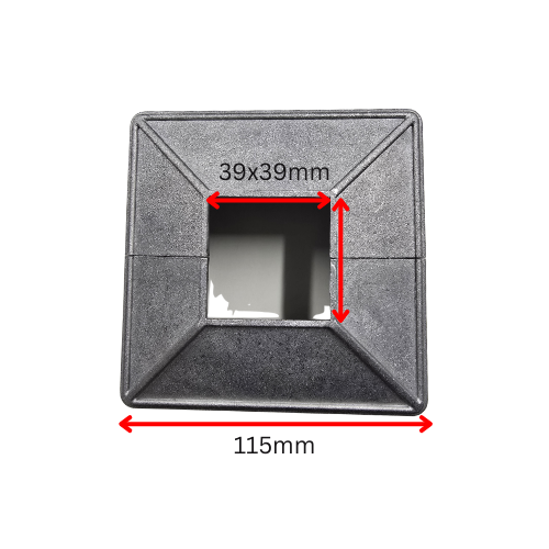 Square Aluminium Base Plate Cover: 39x39mm Post, 100x100mm Base - 2PC