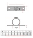 Kwikclamp 198 D48 series double fixing bracket, fit 40NB pipe (48mm)