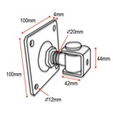 Adjustable Swing gate Hinge with Fixing Plate - 20mm neck 100X100 PLATE- pair