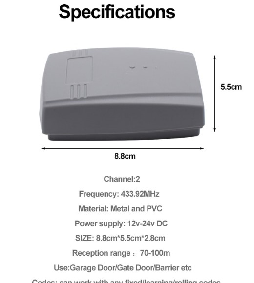 2 Channels universal Receiver 433mhz