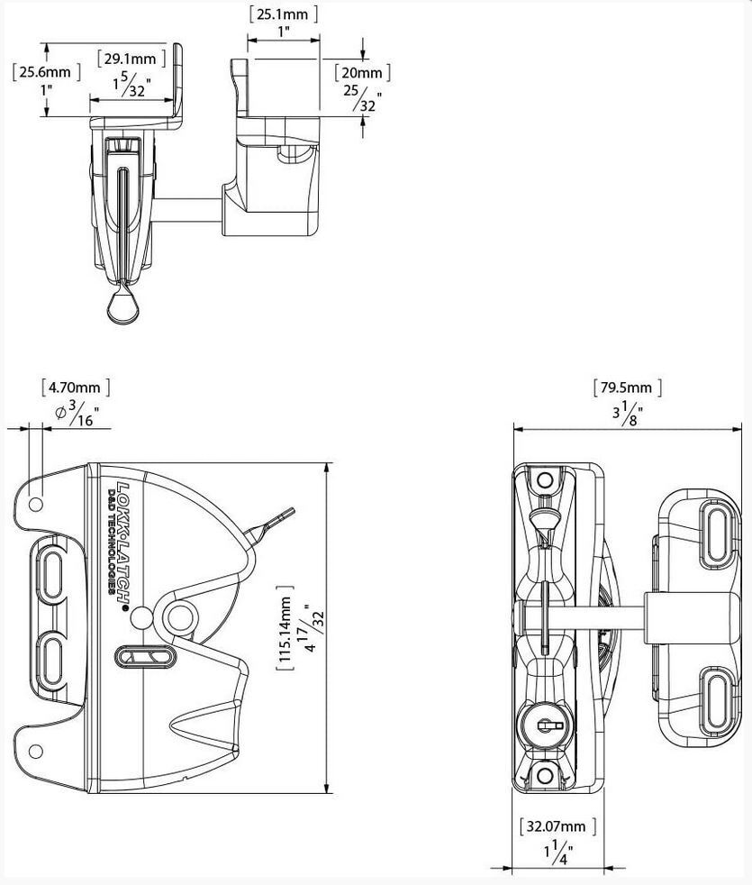 D&D LokkLatch General Purpose Single Sided Gate Lock - LLAA