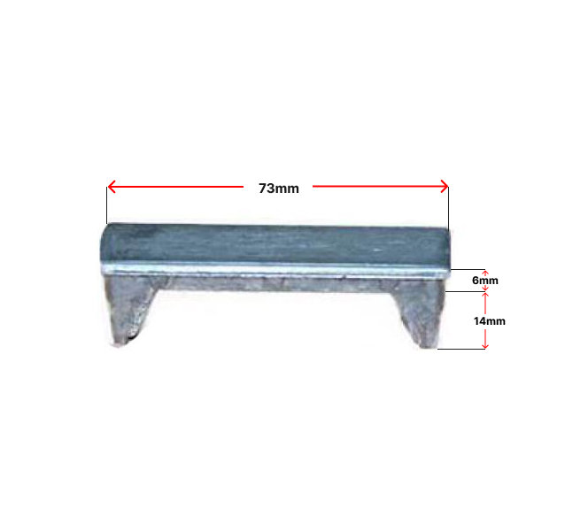 Aluminium Rectangular End Cap Tube insert for tube 75x16mm