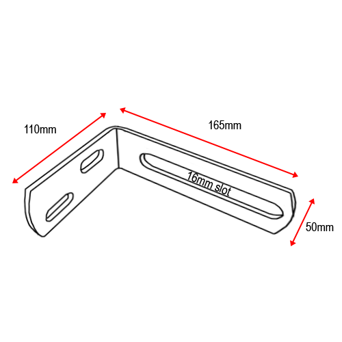 Angle Bracket for Sliding gate rollers 165x110mm x 6mm Thickness