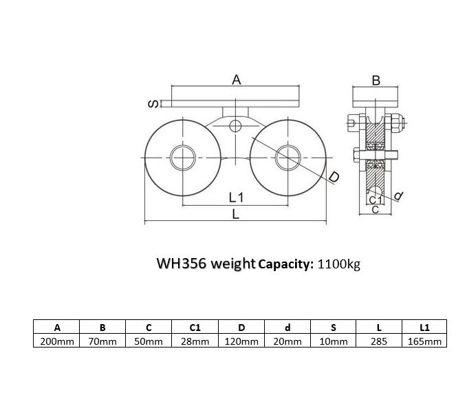 Sliding Gate Wheel U Groove 100mm 2 wheels with bracket Double bearing