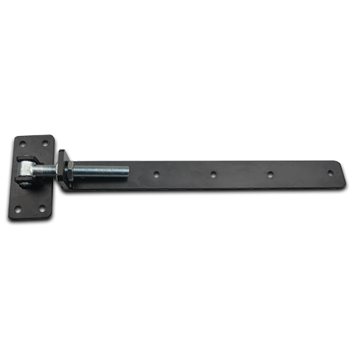 Zinc Plated Adjustable Strap Hinges for Timber Gates - 24mm Pin, 600x50mm, Black - Single