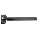 Zinc Plated Adjustable Strap Hinges for Timber Gates - 24mm Pin, 600x50mm, Black - Single